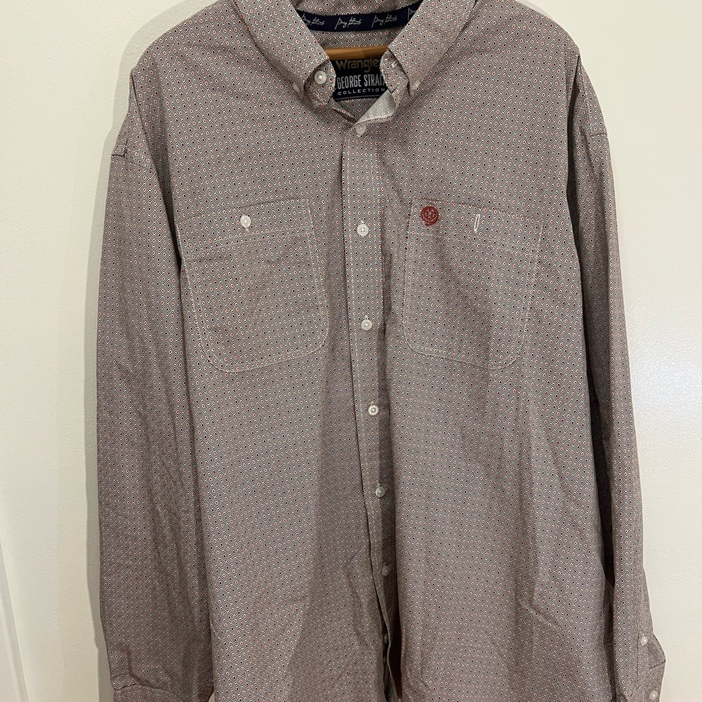 Wrangler George Srait XXL Men's Blue Red Pattern Button Down Shirt